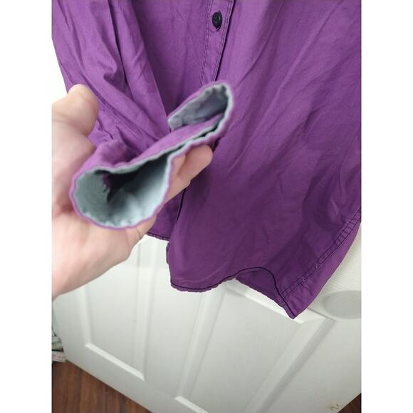 Tranquility Mayhem Woman M Shirt Purple Collared Button Western Casual Workwear - Picture 11 of 12